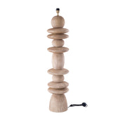 Callain Natural mango wood floor lamp base round - - PTMD - livinglovely.nl