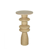 Callain Natural Mango Wood Side Table Marble Rnd L - - PTMD - livinglovely.nl