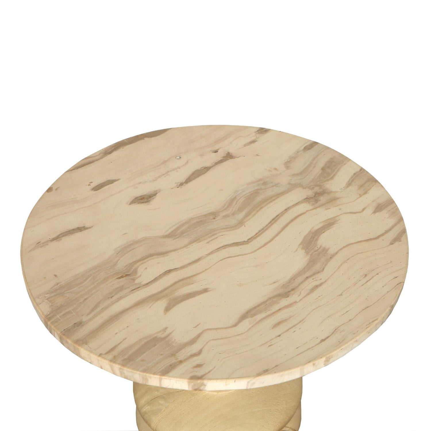 Callain Natural Mango Wood Side Table Marble Rnd S - - PTMD - livinglovely.nl