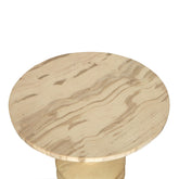 Callain Natural Mango Wood Side Table Marble Rnd S - - PTMD - livinglovely.nl