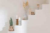 Candle Holder Pila Pinewood/Metal Natural Large - Kandelaar - J-Line - livinglovely.nl