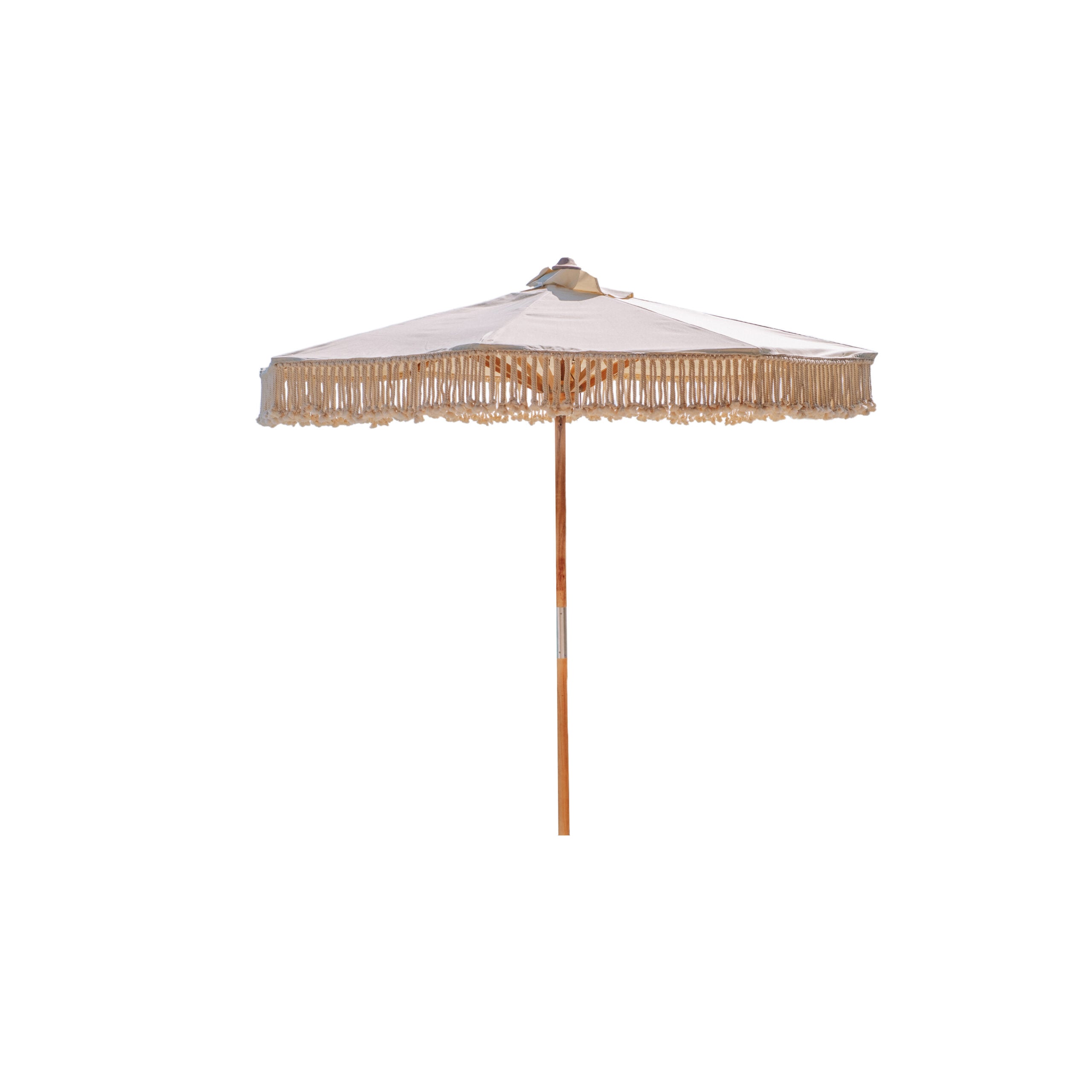 Canvas Parasol Fringe - Crème 250cm - Handgeknoopte parasol - Todo Bien - livinglovely.nl
