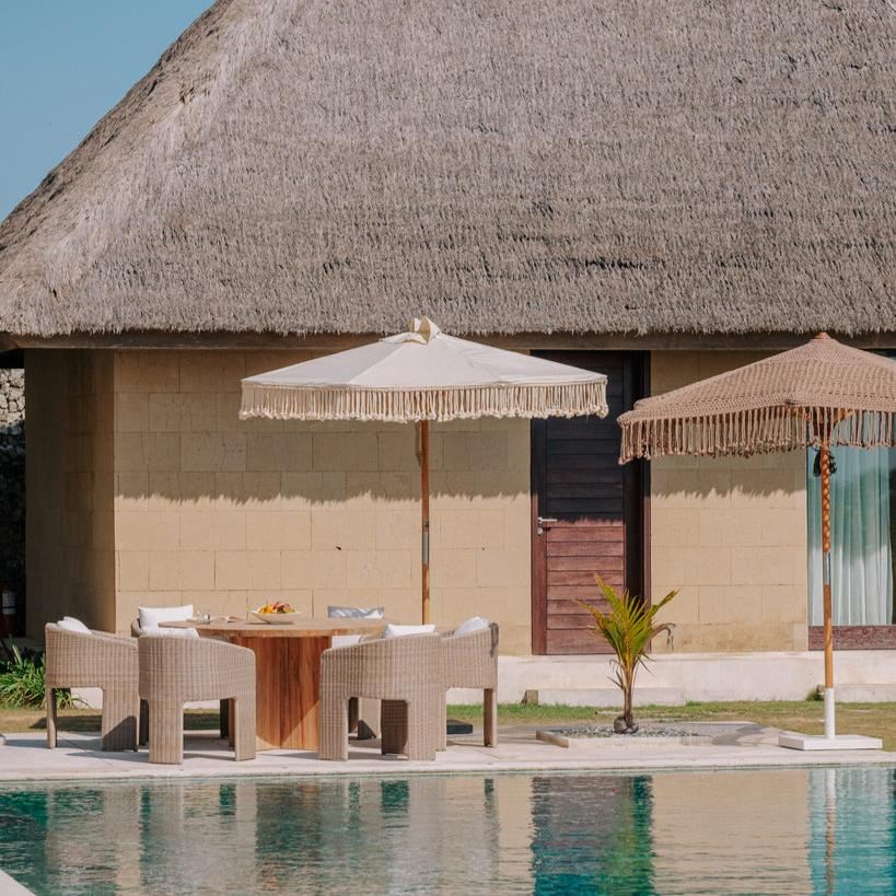 Canvas Parasol - Touwfringe Créme - 250cm - Parasol - Todo Bien - livinglovely.nl