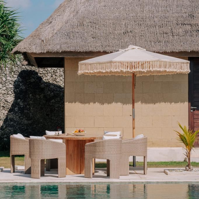 Canvas Parasol - Touwfringe Créme - 250cm - Parasol - Todo Bien - livinglovely.nl