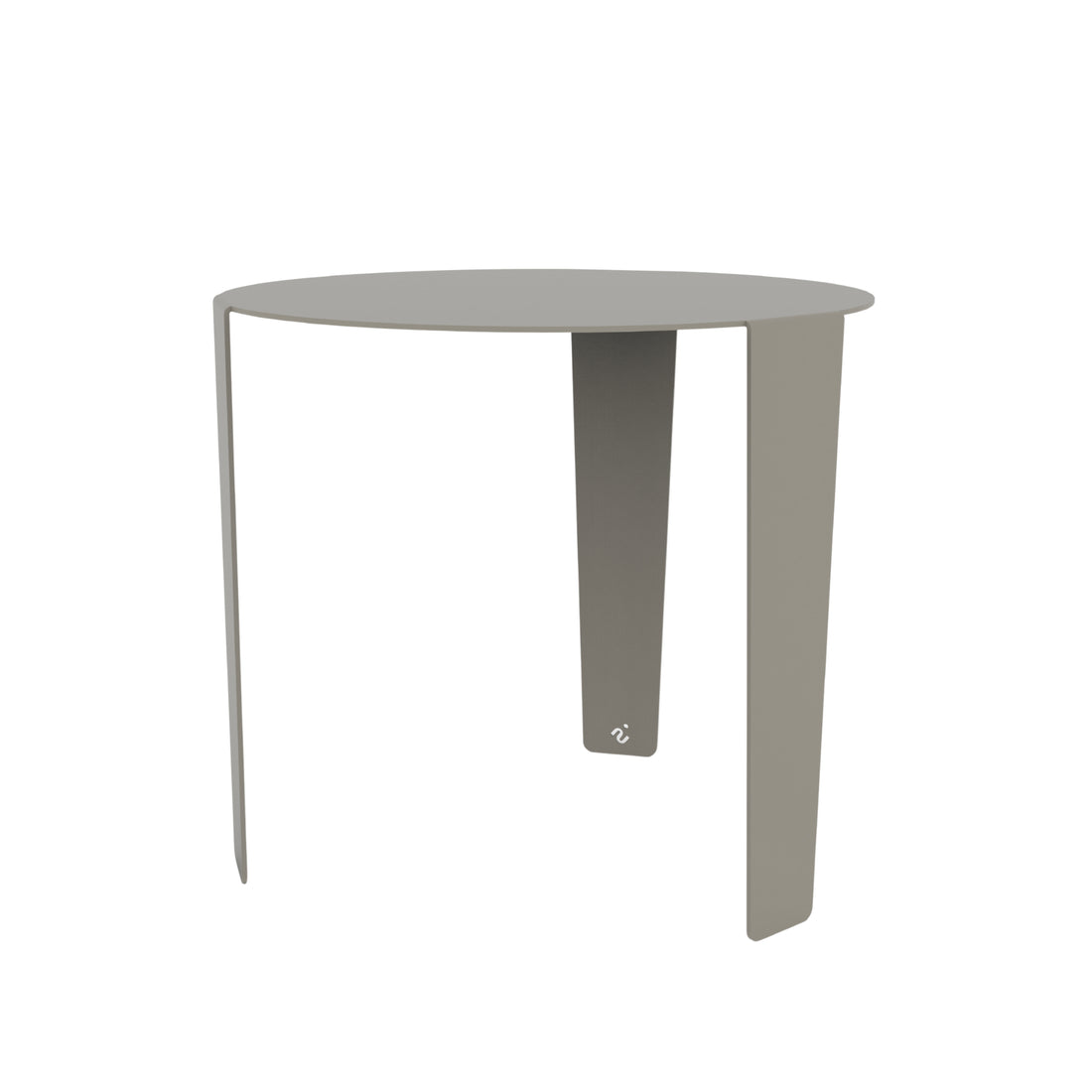 Cascado bijzettafel van Steelful in zijde grijs staal, volledige productfoto op witte achtergrond