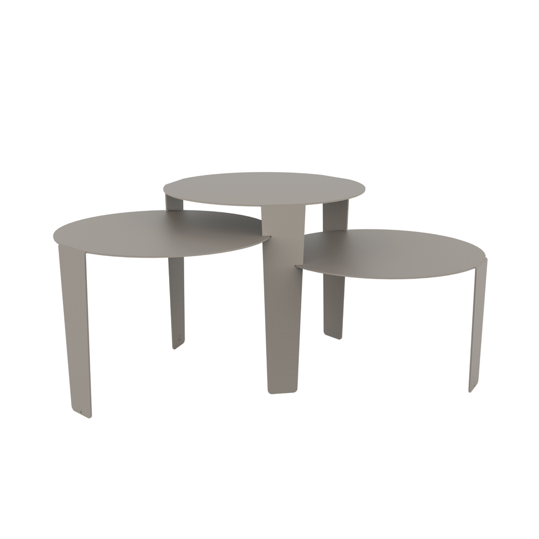 Cascado salontafel van Steelful in zijde grijs staal, volledige productfoto op witte achtergrond