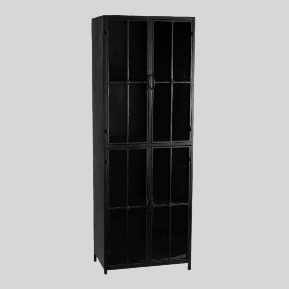 Cave Black Iron Cabinet High PTMD - Vitrinekast - PTMD - livinglovely.nl