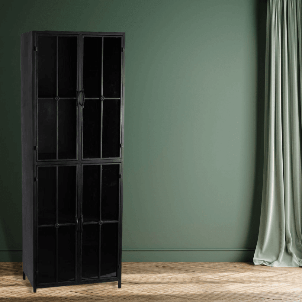 Cave Black Iron Cabinet High PTMD - Vitrinekast - PTMD - livinglovely.nl