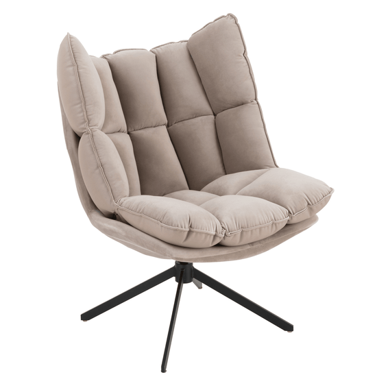 Chair Relax Cushion On Frame Textile/Metal Extra Light Grey , Fauteuil , J-Line , livinglovely.nl