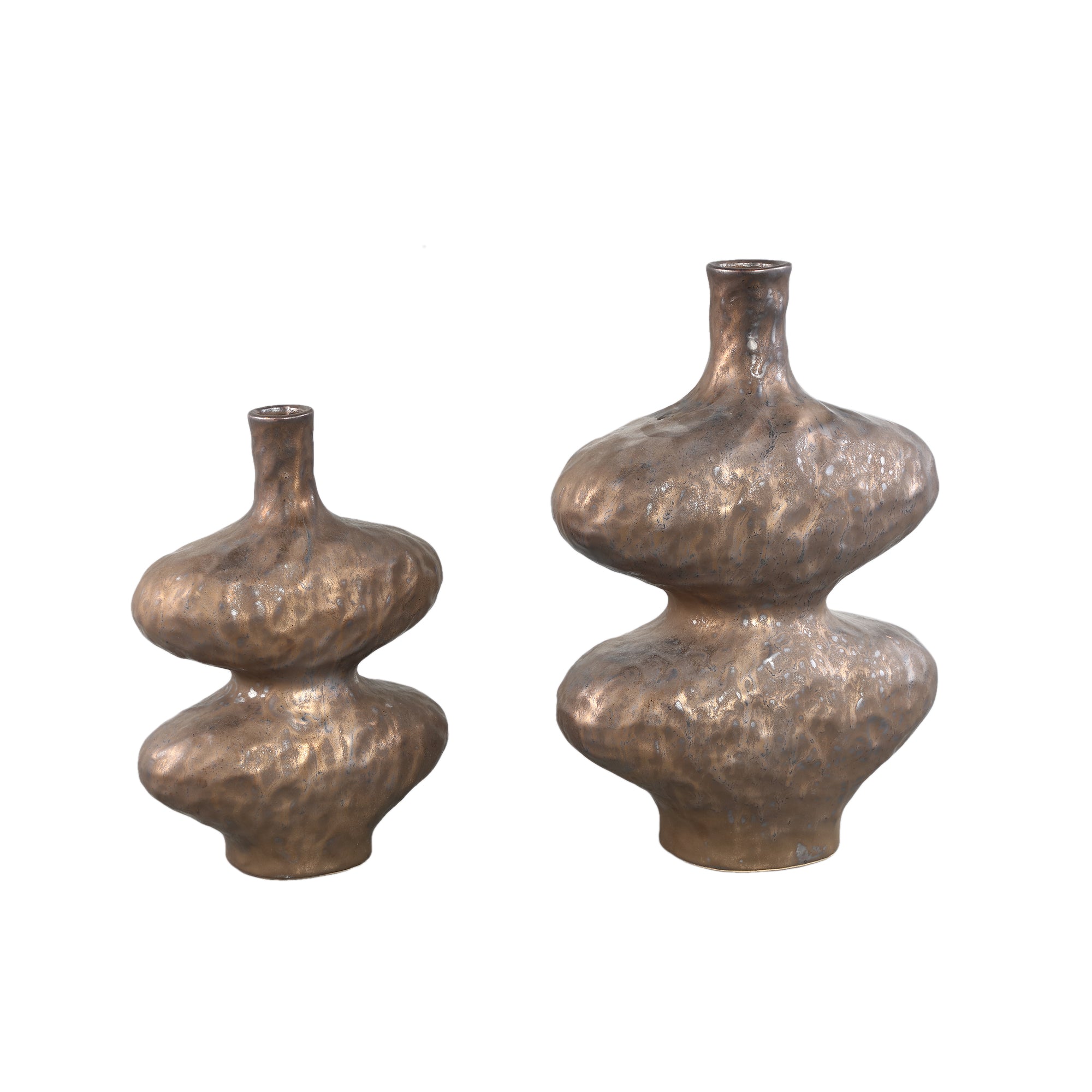 Chelsean Bronze Oval Bulby Shaped Ceramic Vase L 28x16x40cm PTMD - Vaas - PTMD - livinglovely.nl