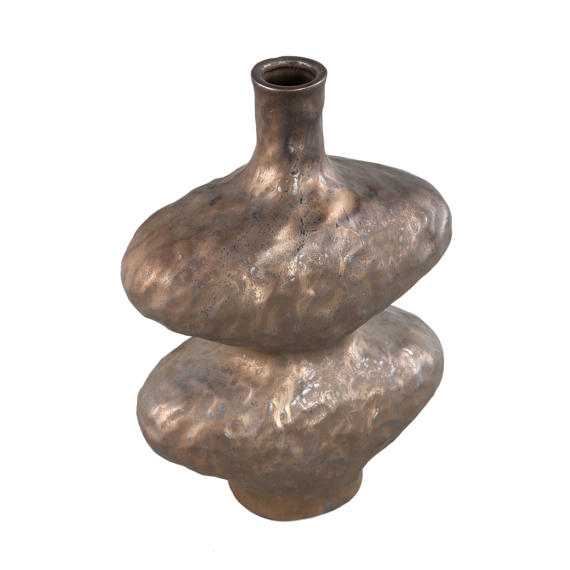 Chelsean Bronze Oval Bulby Shaped Ceramic Vase L 28x16x40cm PTMD - Vaas - PTMD - livinglovely.nl