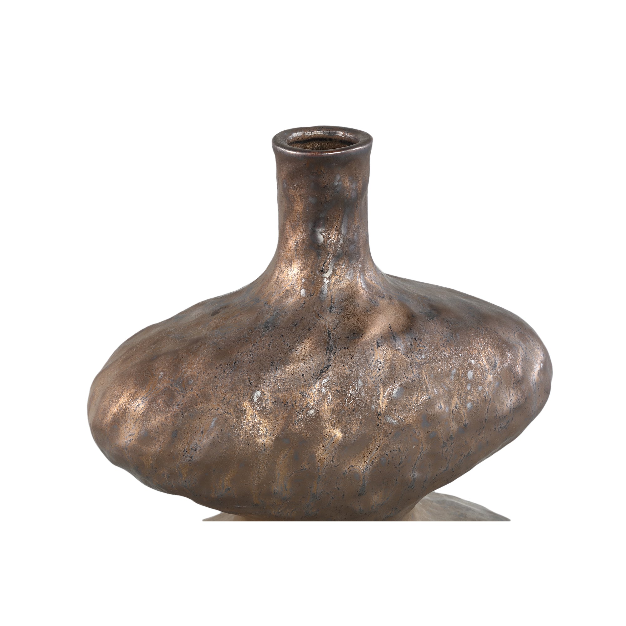 Chelsean Bronze Oval Bulby Shaped Ceramic Vase L 28x16x40cm PTMD - Vaas - PTMD - livinglovely.nl