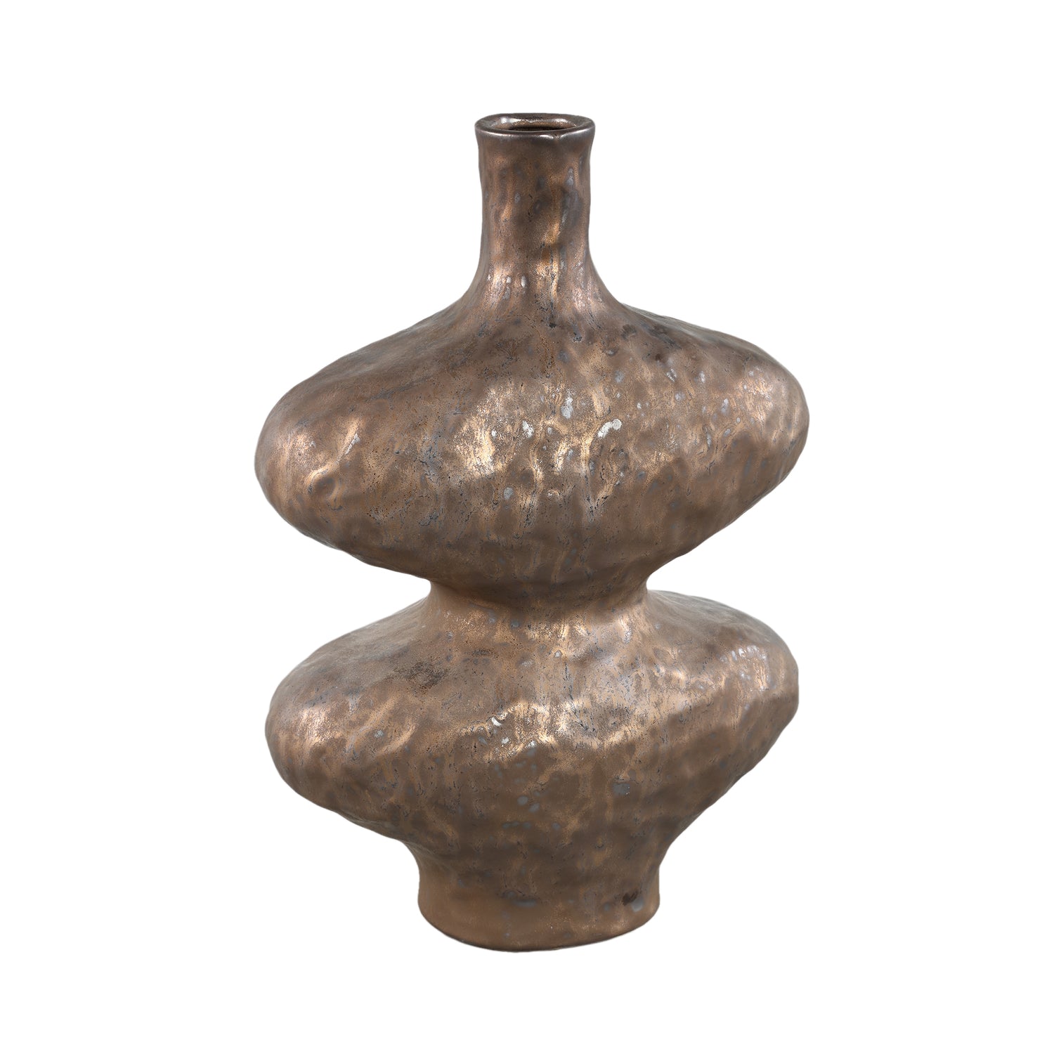 Chelsean Bronze Oval Bulby Shaped Ceramic Vase L 28x16x40cm PTMD - Vaas - PTMD - livinglovely.nl