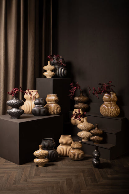 Chelsean Cream Oval Bulby Shaped Ceramic Vase L (set of 2) - - PTMD - livinglovely.nl