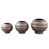 Cherith Bronze Round Ceramic Pot Ribbed S Dia23,5cmxH21cm - Pot - PTMD - livinglovely.nl