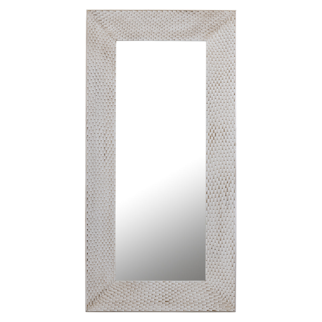 Chinasa White Rect Mdf Mirror Gold Finish Low 80x9x160 cm PTMD - Spiegel - PTMD - livinglovely.nl