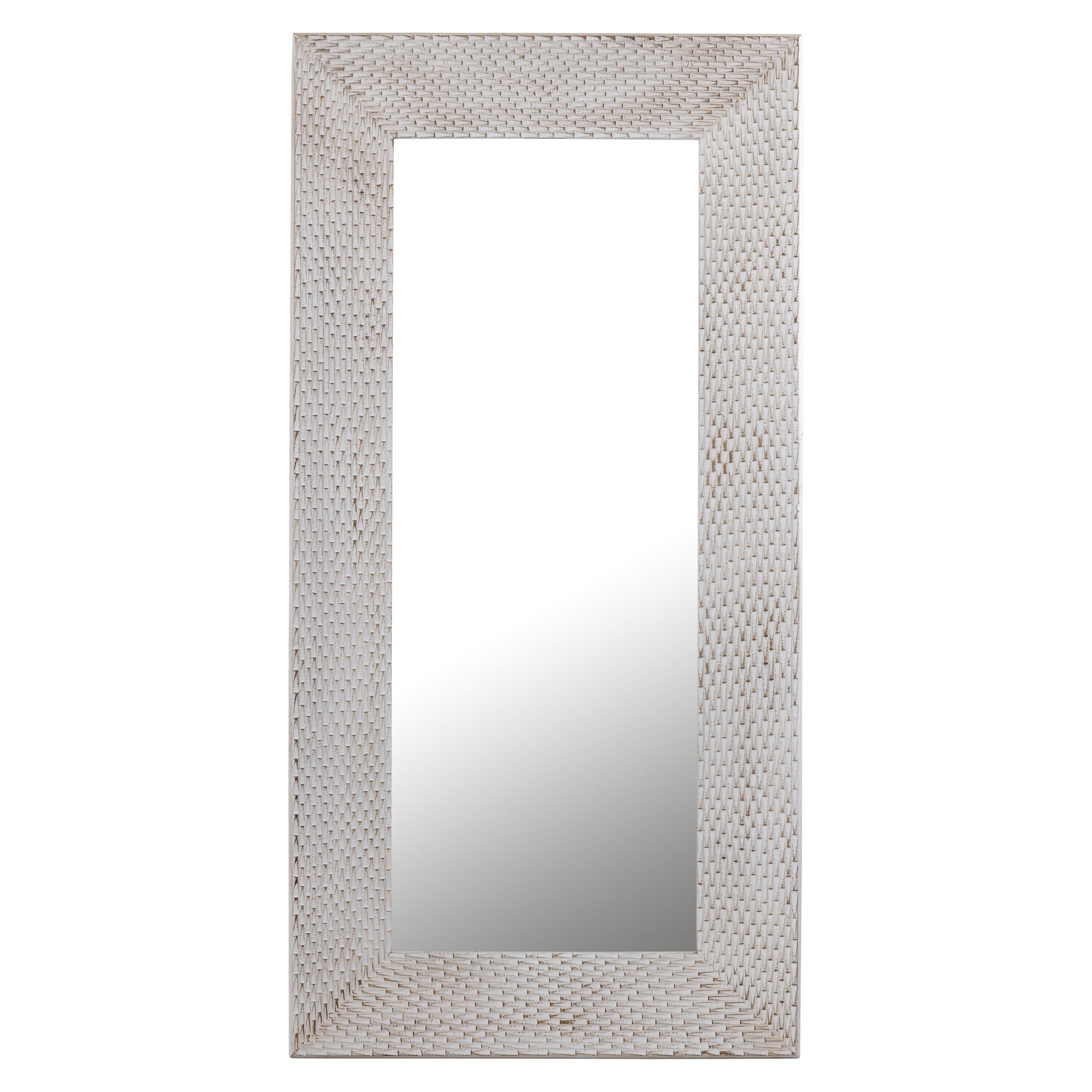 Chinasa White Rect Mdf Mirror Gold Finish Low 80x9x160 cm PTMD - Spiegel - PTMD - livinglovely.nl