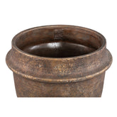 Christenee Grey half brown cement round pot big PTMD - Pot - PTMD - livinglovely.nl