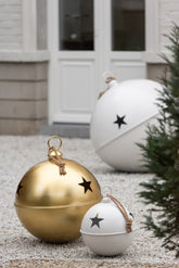 Christmas Bauble Ball Iron Gold Colored Extra Large - - J-Line - livinglovely.nl
