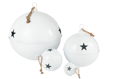Christmas Bauble Bright Ball Iron White Extra Large - - J-Line - livinglovely.nl