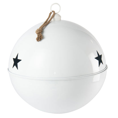 Christmas Bauble Bright Ball Iron White Extra Large - - J-Line - livinglovely.nl