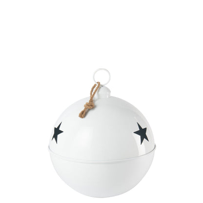 Christmas Bauble Bright Ball Iron White Large - - J-Line - livinglovely.nl