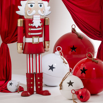 Christmas Bauble Bright Ball Iron White Medium - - J-Line - livinglovely.nl