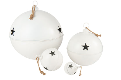 Christmas Bauble Mat Ball Iron White Extra Large - - J-Line - livinglovely.nl