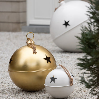 Christmas Bauble Mat Ball Iron White Medium - - J-Line - livinglovely.nl