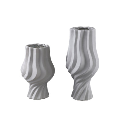 Clair Taupe Ceramic Swirl Vaas Large PTMD - Vaas - PTMD - livinglovely.nl