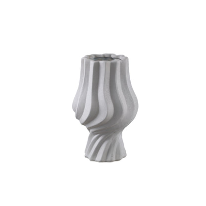Clair Taupe Ceramic Swirl Vaas Small PTMD - Vaas - PTMD - livinglovely.nl