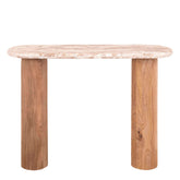 Claude Sidetable Large van PTMD, sidetable van bruin mangohout met marmeren blad, vooraanzicht