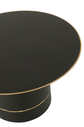 Coffee Table Cyll Base With Golden Border Round Iron Black/Gold Colored Small - - J-Line - livinglovely.nl