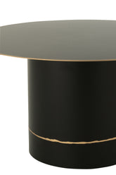 Coffee Table Cyll Base With Golden Border Round Iron Black/Gold Colored Small - - J-Line - livinglovely.nl