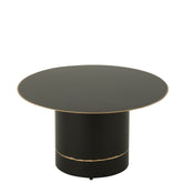 Coffee Table Cyll Base With Golden Border Round Iron Black/Gold Colored Small - - J-Line - livinglovely.nl