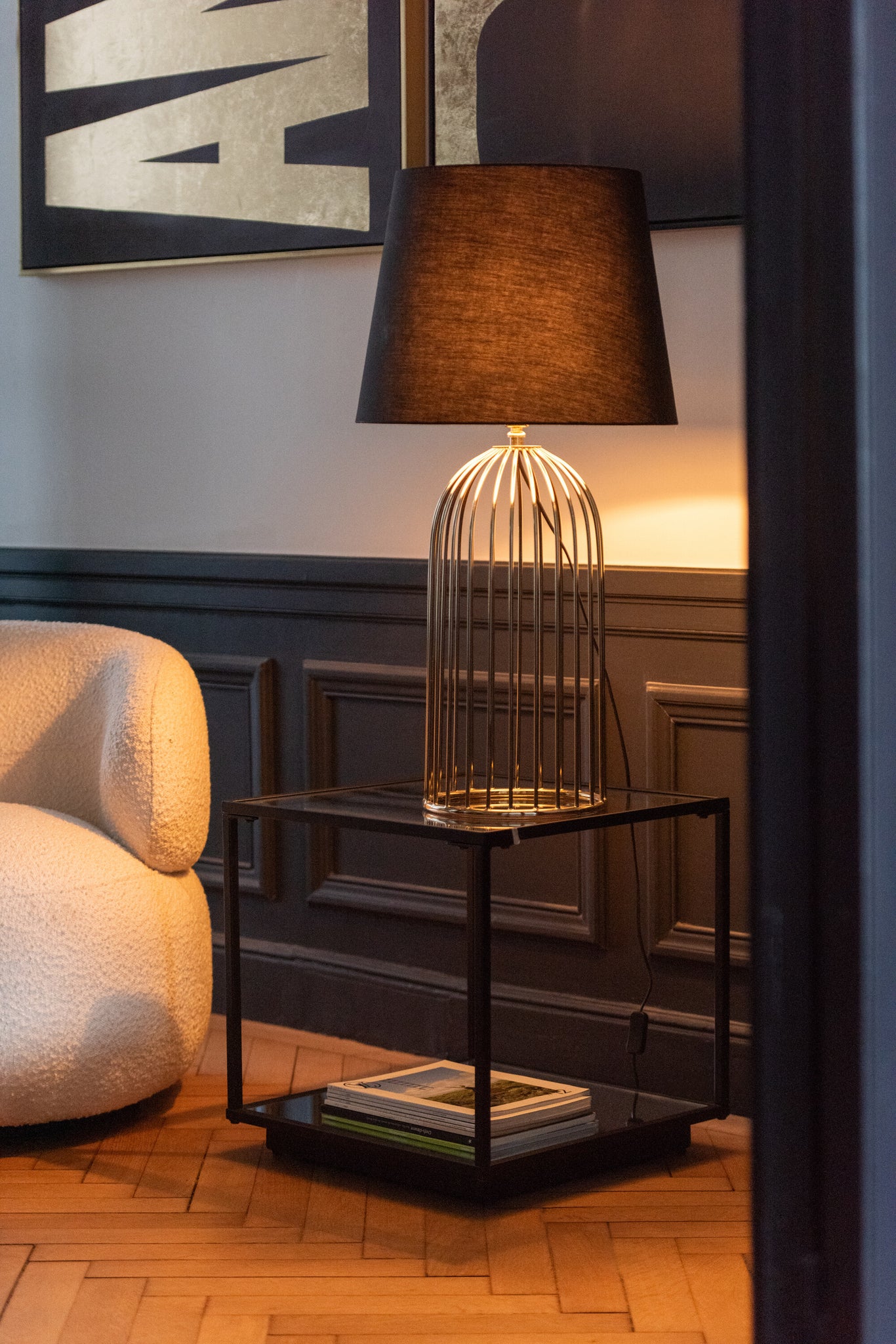 Coffee Table Iron/Glass Black Small - - J-Line - livinglovely.nl