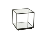Coffee Table Iron/Glass Black Small - - J-Line - livinglovely.nl