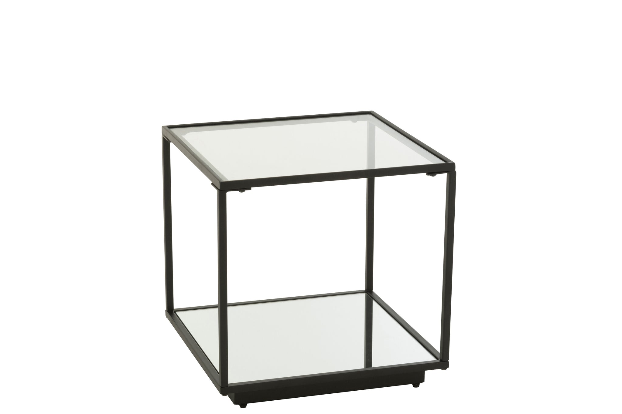 Coffee Table Iron/Glass Black Small - - J-Line - livinglovely.nl