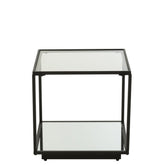 Coffee Table Iron/Glass Black Small - - J-Line - livinglovely.nl