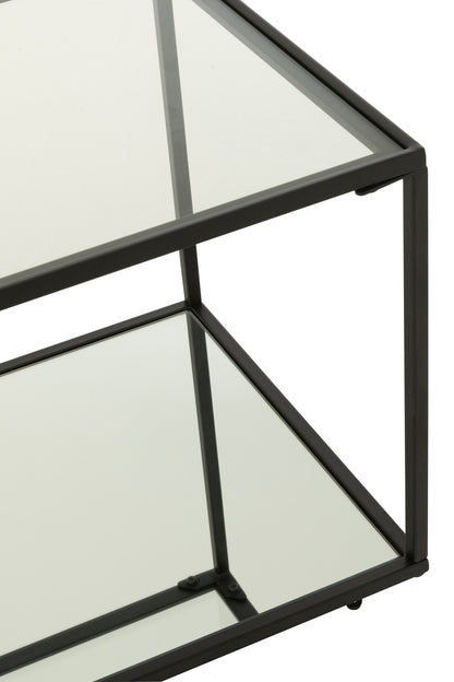 Coffee Table Iron/Glass Black Small - - J-Line - livinglovely.nl