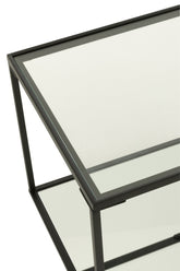 Coffee Table Iron/Glass Black Small - - J-Line - livinglovely.nl