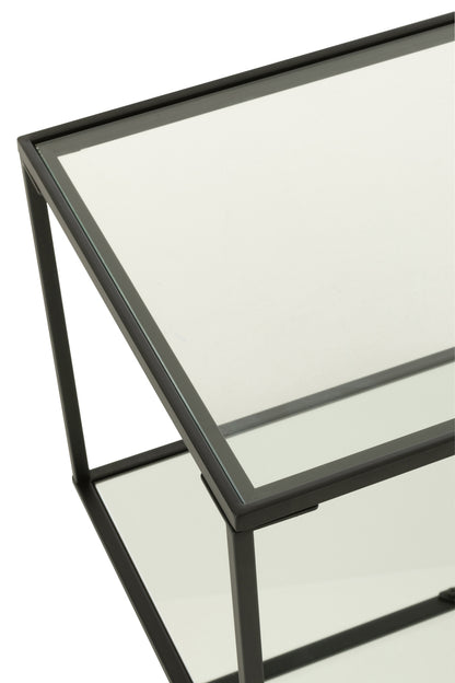 Coffee Table Iron/Glass Black Small - - J-Line - livinglovely.nl