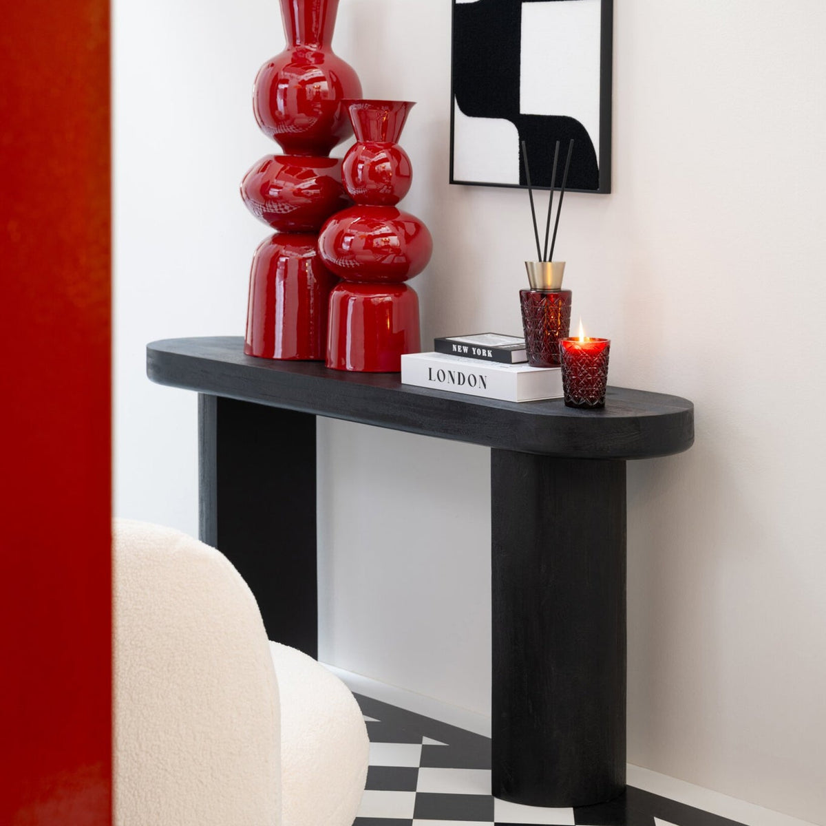 Console Mangohout Zwart/Naturel J-Line