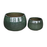 Coraline Green Glazed Round Ceramic Pot Set van 2 PTMD - Pot - PTMD - livinglovely.nl
