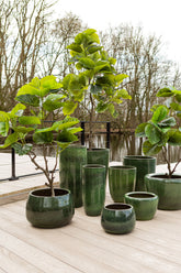 Coraline Green Glazed Round Ceramic Pot Set van 2 PTMD - Pot - PTMD - livinglovely.nl