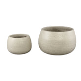 Coraline White Round Ceramic Pot Rough Finish Set van 2 PTMD - Pot - PTMD - livinglovely.nl