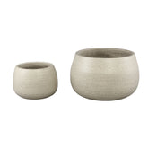 Coraline White Round Ceramic Pot Rough Finish Set van 2 PTMD - Pot - PTMD - livinglovely.nl