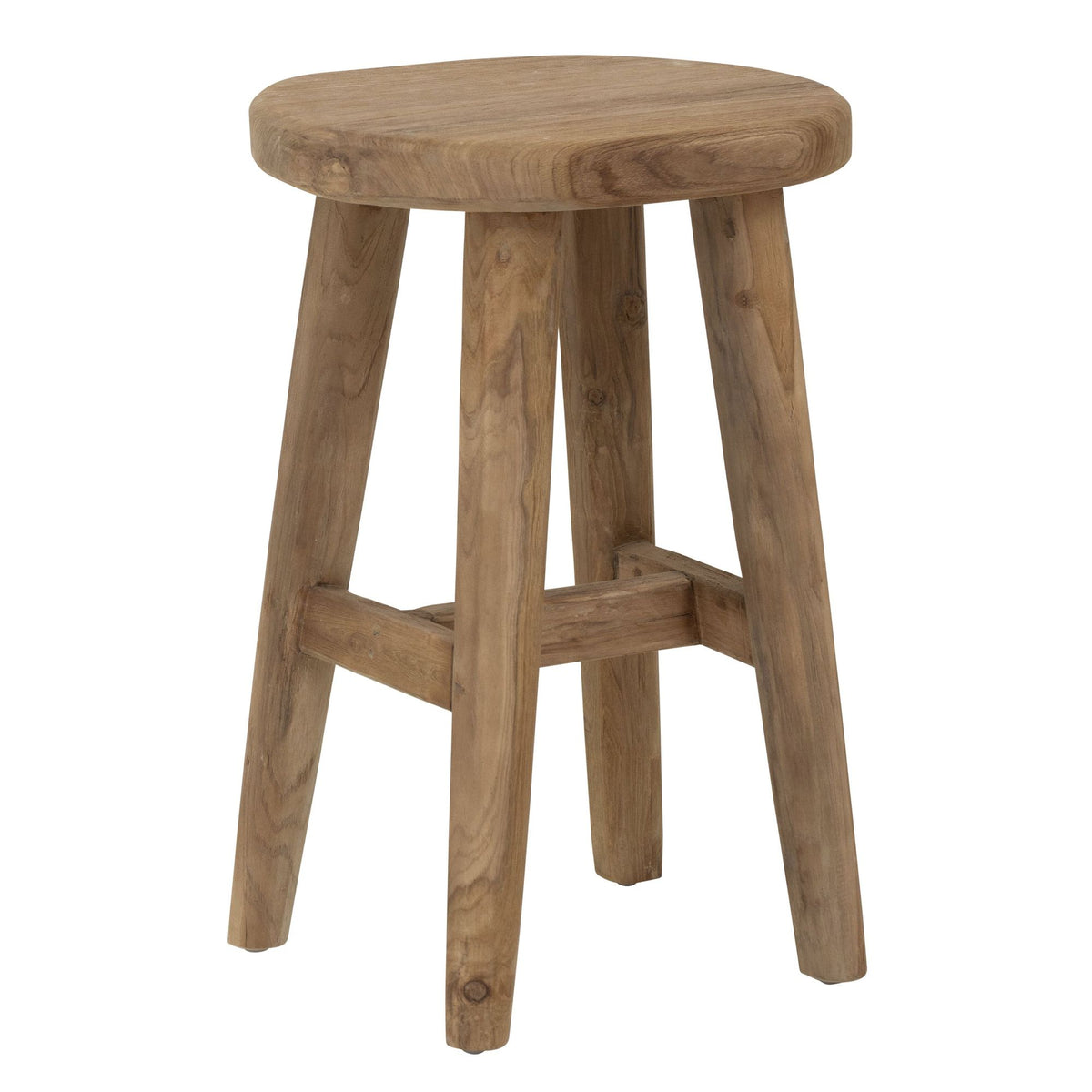 Houten counterkruk Brad met ronde zitting en voetsteun