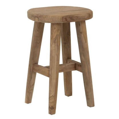 Houten counterkruk Brad met ronde zitting en voetsteun