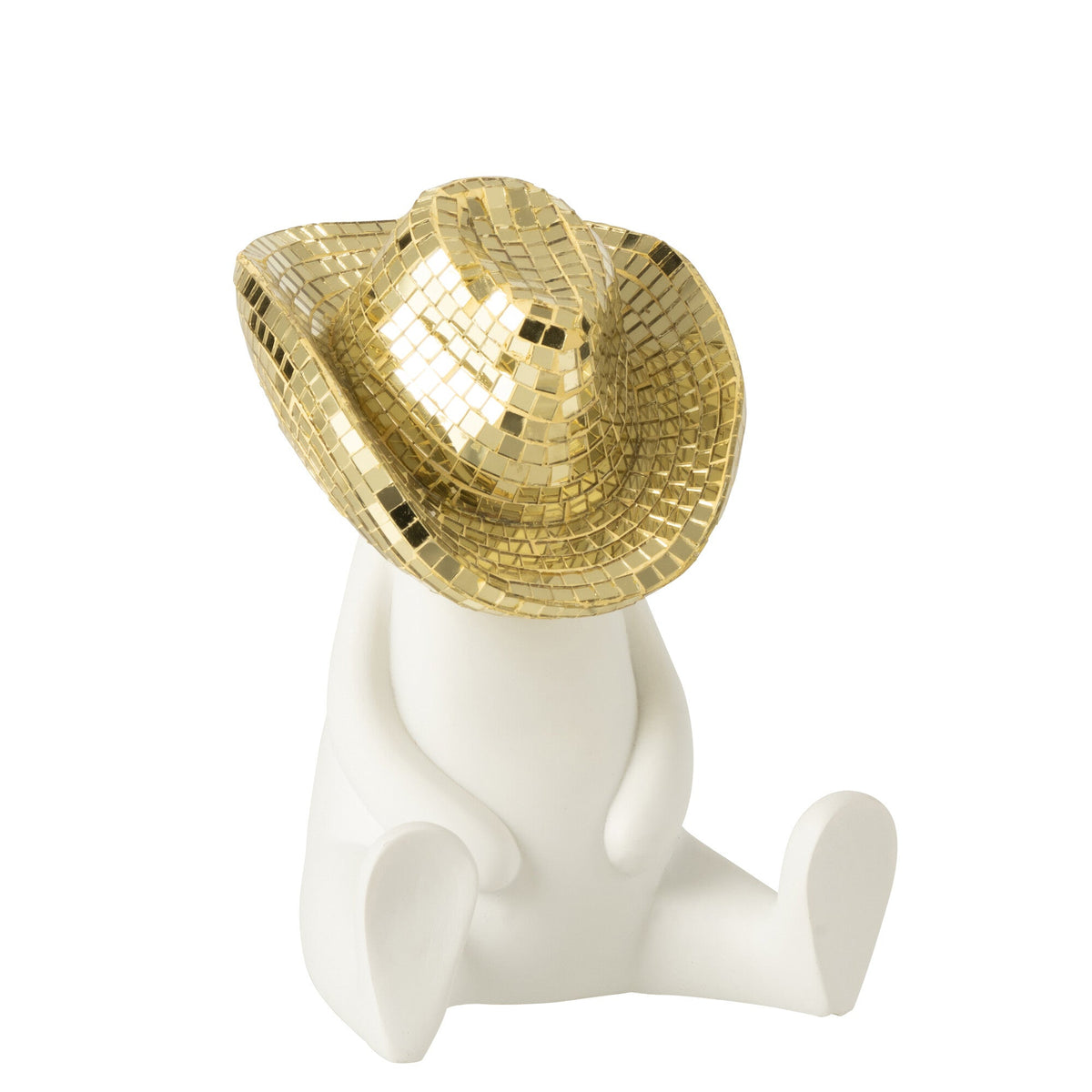 Cowboy Mozaïek Polyresin Wit/Goudkleurig - Beeld - J-Line - livinglovely.nl